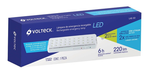 Imagen 2 de 2 de Lampara Emergencia Recargable Ion-litio 220 Lm Volteck 43007 Color Blanco