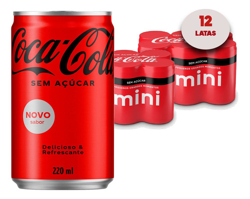 Refrigerante Coca Cola Sem Açucar Lata 220ml ( 12 Latas )