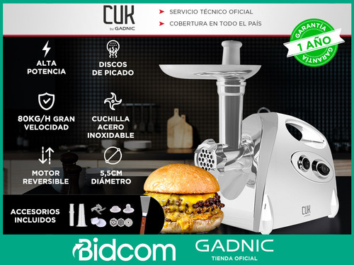 Imagen 2 de 10 de Picadora Carne Electrica Alta Potencia + Accesorio Chorizos