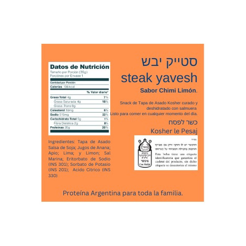 X2 Steak Yavesh Charqui Kosher. Sal Marina Y/o Chimi Limon