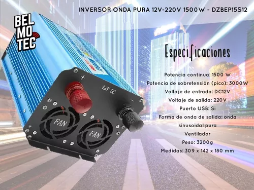 Inversor Onda Pura 1500W 3000W 12V 220V Convertidor Inverter LCD Cables RV  764880627916