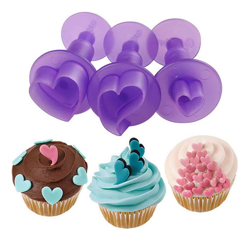 Cortante Mini Corazones Con Expulsor Set X 3 Piezas Wilton Color Violeta