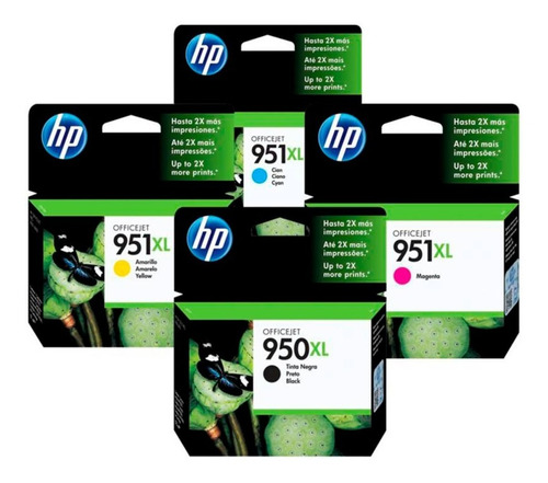 Pack Tinta Cartucho Hp 950xl 951xl Negra, Cyan, Yellow, Mag