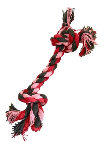 Brinquedo Pet Para Cães Osso De Corda E Mordedor Interativo Cor Rosa E Vermelho
