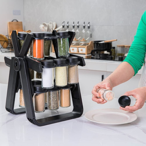 Porta Especiero Giratorio 18 Frascos Vidrio 100 Ml Cocina