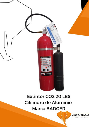 Extintor 20 Lbs Co2 Cilindro De Aluminio