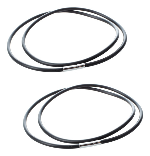 2 Collares De Cordón De Caucho Negro De 3 Mm Con Cierre De A