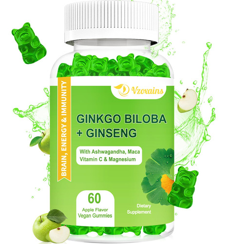 Vzoxains Ginkgo Biloba - Gomitas Con Raiz De Maca De Ginseng