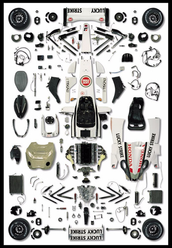 Honda Bar 003 F1 En Piezas 2003 Cuadro Enmarcado 45x30cm