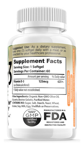 Forte Naturals Vitamina D3 5000 Iu 60 Cápsulas Blandas