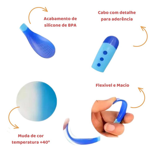 Colher Infantil Termo Sensível Proteção Silicone Para Bebe
