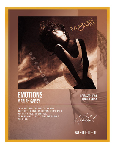 Poster Mariah Carey Emotions Album Music Firma 120x80