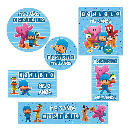 Kit 180 Stickers Pocoyo Dibujo Candy Bar Etiquetas 2