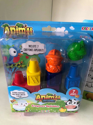 Imagen 5 de 7 de Crayones Apilables Animales De La Granja Kreker