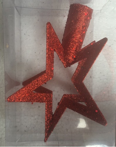 Estrela 3d Glitter Vermelha Ponteiras P Arvores Natal 20 Cm