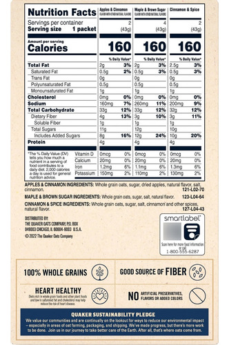 Avena Instantánea Quaker Variedad De Sabor, 8 Sobres