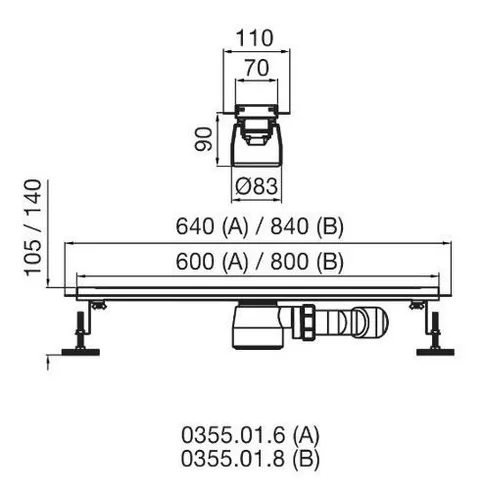 0351.02.6 – FV SPA – Desagüe lineal de 60 cm, vista reversible – FV –  Grifería de alta tecnología