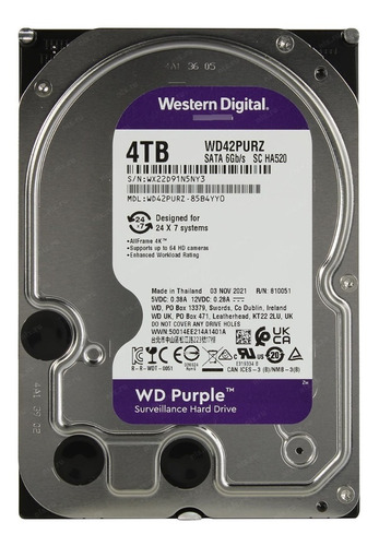 Disco Rígido 4tb Purple Western Digital Wd42purz Dvr Segurid