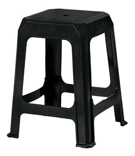 Imagen 1 de 3 de Banqueta Plastica Apilable Super Reforzada Negra 100kg X6uni