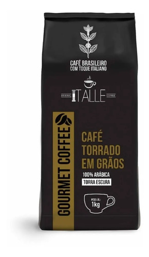 Café em Grao Torrado Expresso Arábica Torra Escura Grãos 1kg Gourmet Cafe Italle