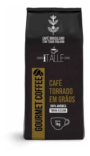 Café em Grao Torrado Expresso Arábica Torra Escura Grãos 1kg Gourmet Cafe Italle