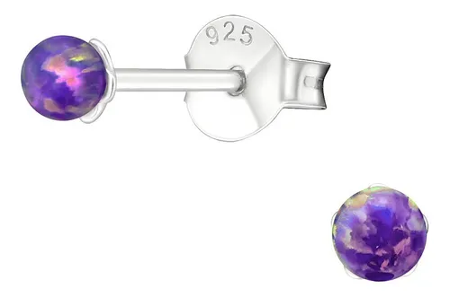 comprar Mini Aritos De Ópalo Morado Esferas 3 Mm Plata 925 