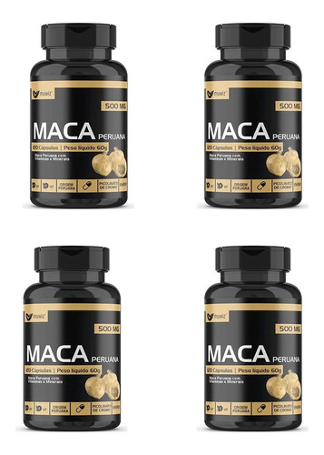 Kit 4x Maca Peruana Pura Original 120 Cápsulas