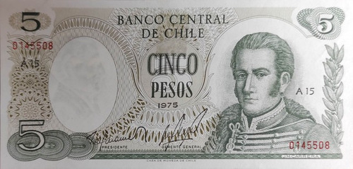 Billete Cinco Pesos Chiles Cod-181643 1975