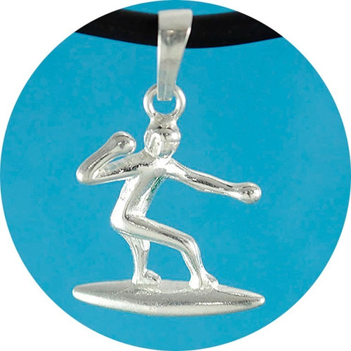 Dije Silver Surfer Surf Plata Ley .925 Incluye Collar Caucho