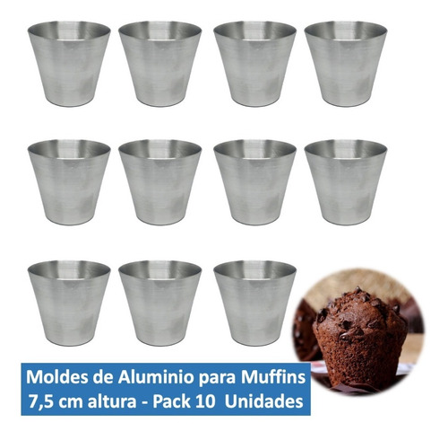 Set 10 Unidades Moldes Muffins O Queque Individual Aluminio