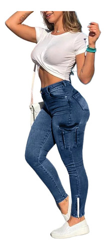 L Calças Sexy Com Zíper Para Mulheres, Macacão Jeans,