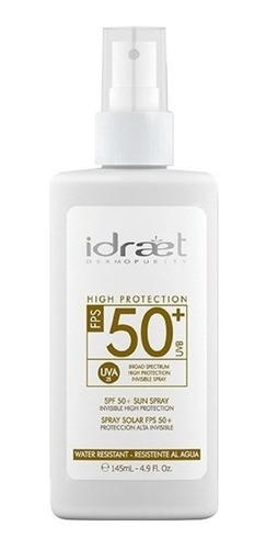 Protector Solar 50+ Idraet Spray Resiste Al Agua Invisible