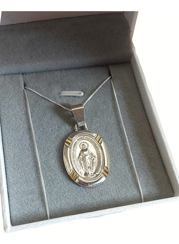 Cadena Con Dije Virgen Milagrosa Plata Y Oro