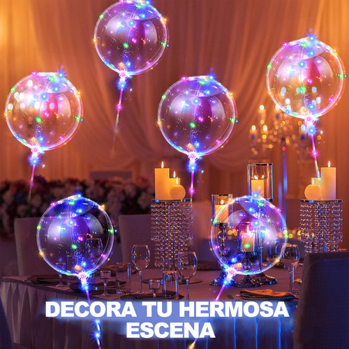 16pcs Globos Led Gigantes Transparentes Con Soporte Y Gancho Color Luz Led De Color