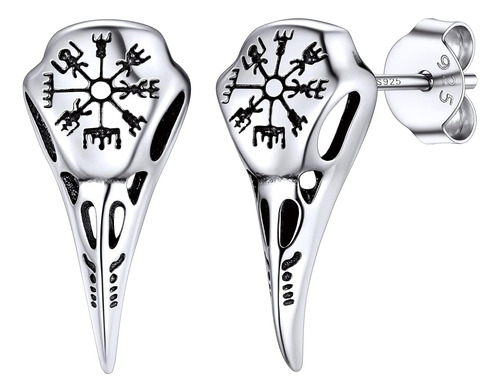 Pendientes De Cuervo Vikingo Vegvisir, Joyería De Calavera G