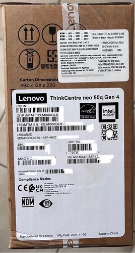 Lenovo Thinkcentre Neo 50q I3 8gb 512gb Ssd Gen 4 Win11 Pro (Usado)