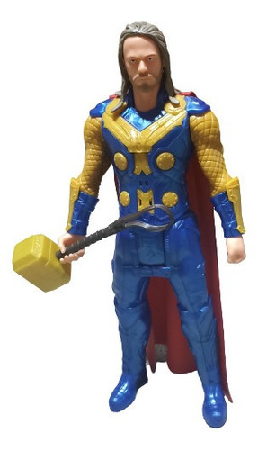 Muñeco Personaje Avengers Thor Azul Martillo 30cc / Sonido.