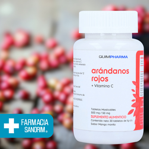 Arándanos Rojos Vitamina C 30 Tabletas Masticables