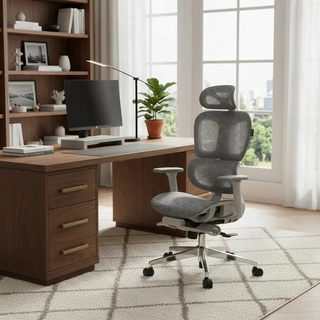 Cadeira Escritório Ergonômica Sensetup Cosy T03 Cinza Mesh Reclinável Com Apoio De Braços 3d