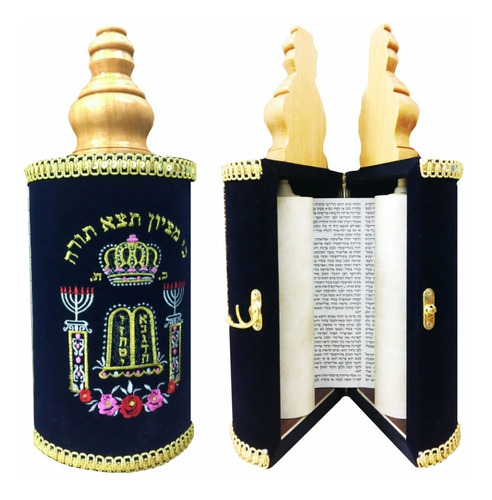 Sefer Tora Torah Torá Rolo Judaica Com Case Estilo Sefaradi