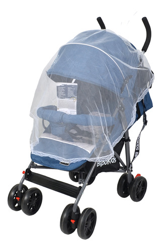Coche Paragüita Reforzado Bebe Paseo Carrito Bipokids Azul Gris