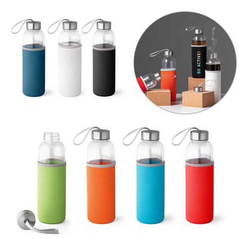 Botella Vidrio Con Funda Para Sublimación 500ml