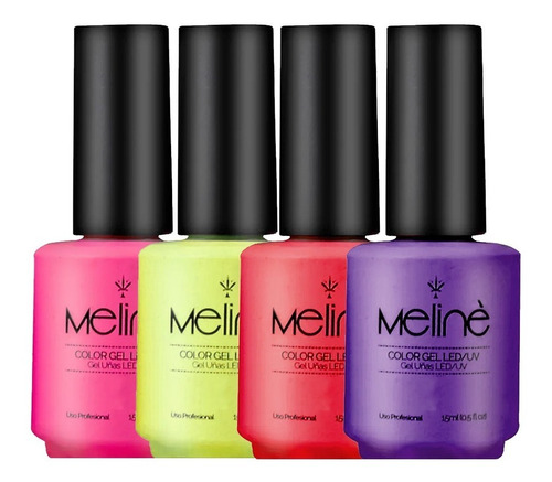 Esmalte Meline Semipermanente X4 Unidades Color Gel Uv/led