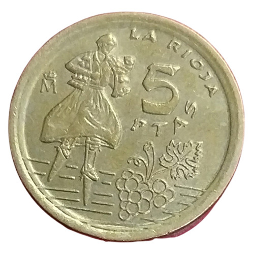 Moeda Espanha 5 Pesetas 1996 Lá Rioja Juan Carlos 1 (13-282) (Usado)