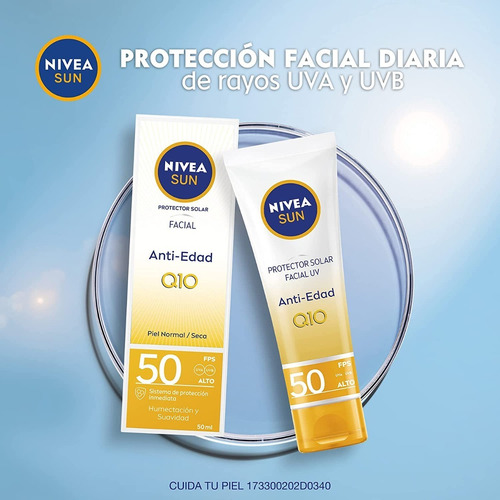 Protector Solar Facial Nivea Sun Anti Edad Q10 Fps50+ 50 Ml