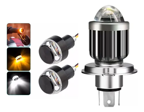 Combo Led Cree G4 Lupa H4 Hs1 Blanca/ambar + Punteras Led X2