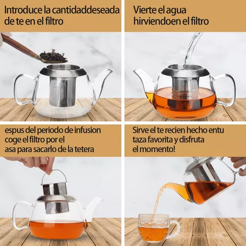 Tetera de Vidrio para Infusiones con Filtro 600ml