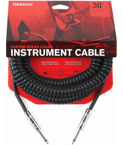 Daddario Pw-cdg-30bk Cable Guitarra Bajo Espiral 9 Metros