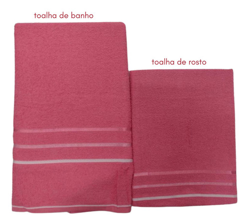 Kit Toalha De Banho + Toalha De Rosto Algodão Pop Cor Rosa
