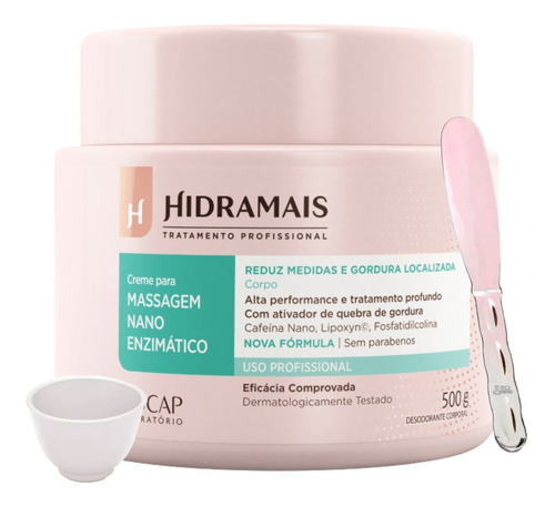  Creme Nano Enzimático Hidramais 500g + Espátula + Cubeta